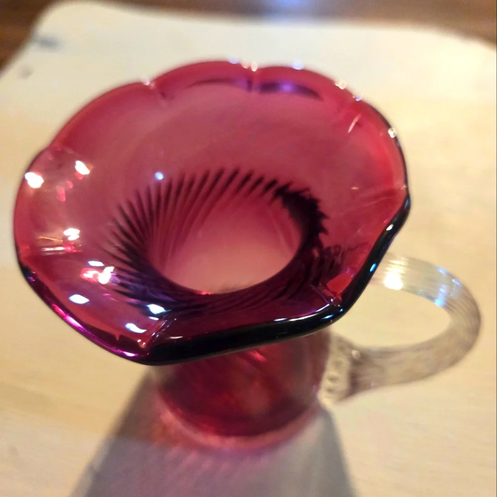 Nantucket Glassworks Cranberry Glass Pitcher - Picture 2 of 7